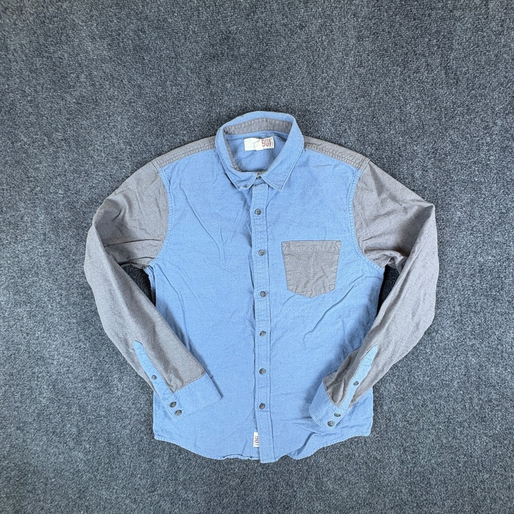 1901 Shirt Mens Medium Blue Gray Chambray Cotton Casual Everyday Wear Button Up